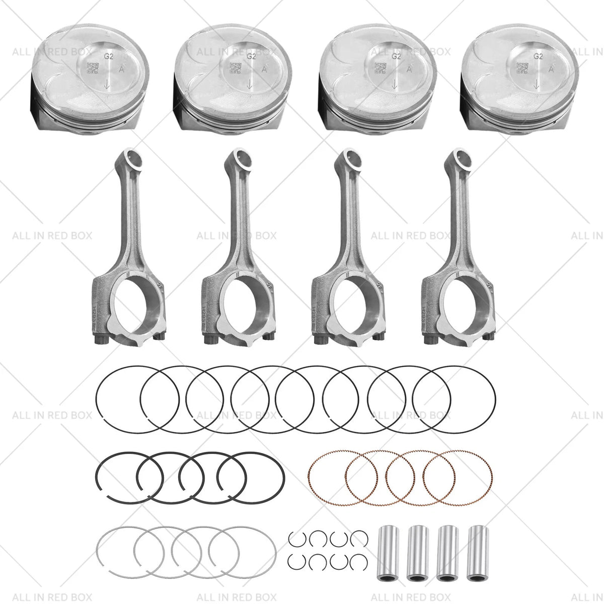 4X Piston & Rings Connecting Rod Kit for Kia Soul Forte Koup 2.0L (2014–2018)