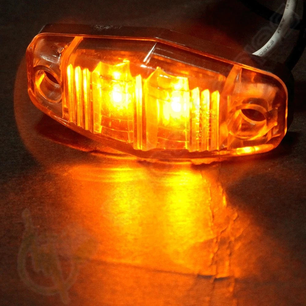 2X Clear/Amber LED Side Marker Lights for Universal Trailer Truck