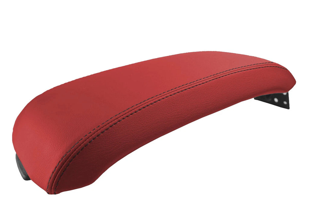 Leather Console Lid Armrest Cover for Ford Edge (2007–2010) Red Black Stitch
