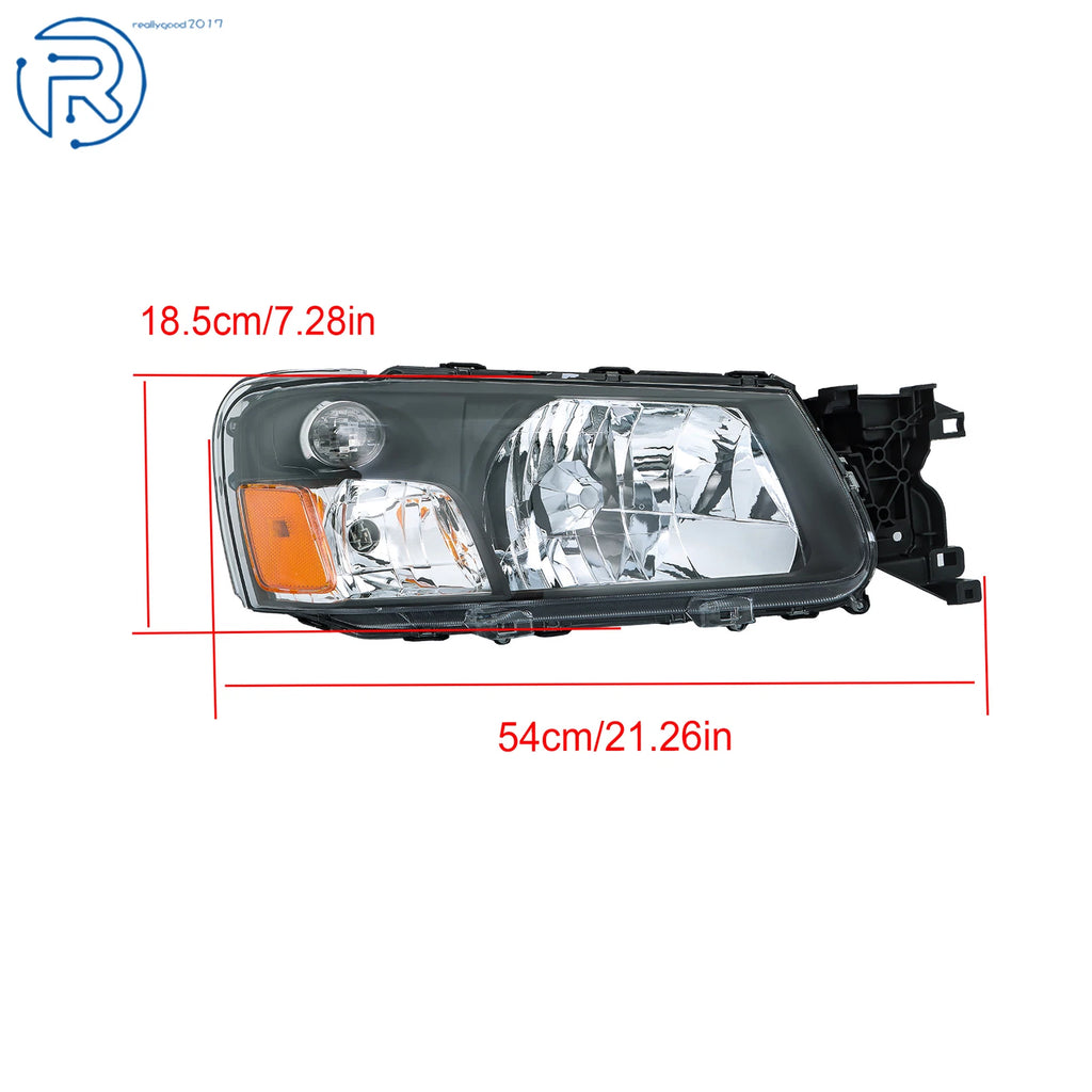 Set of 2 Black Halogen Headlights for Subaru Forester (2003-2004)
