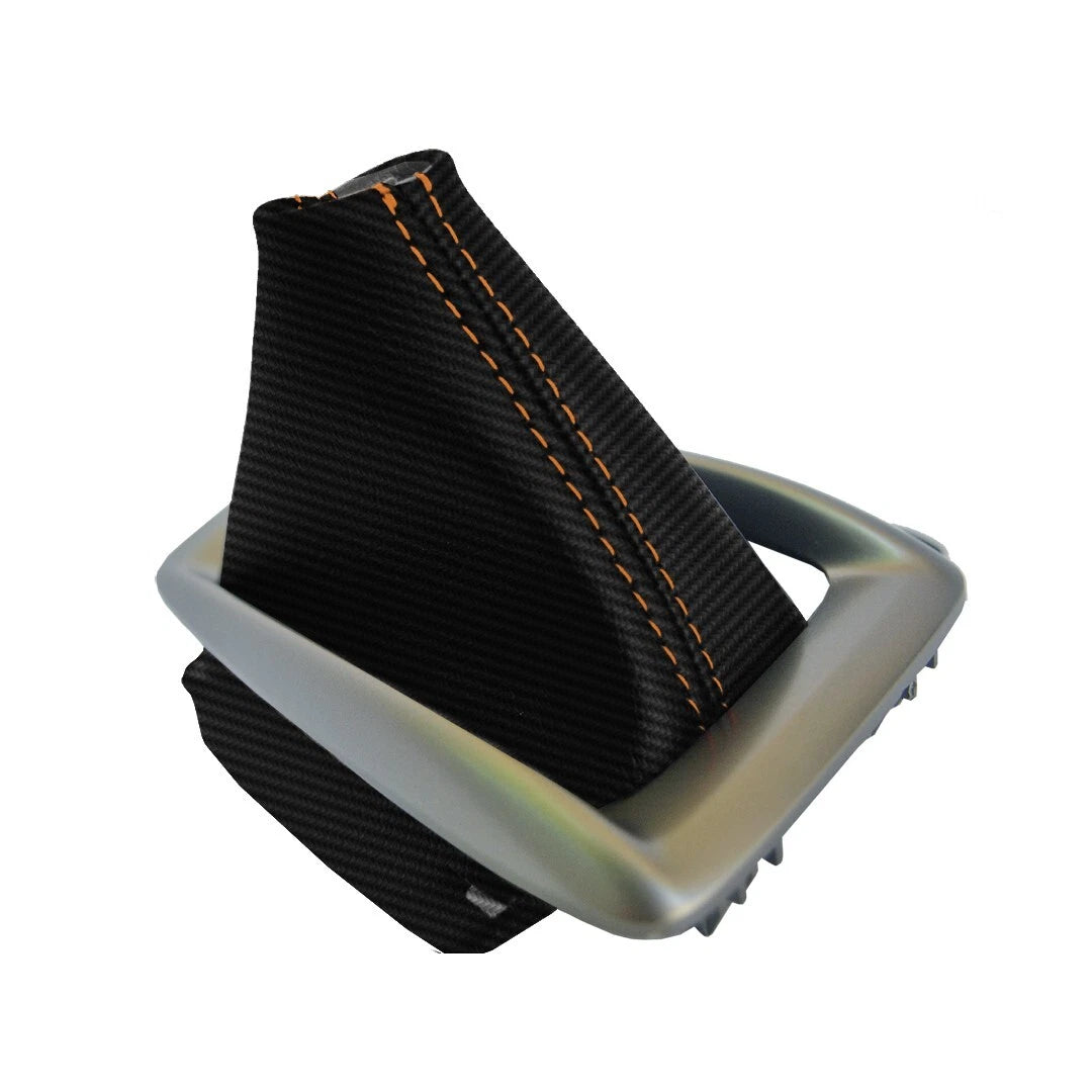 Automatic Shift Boot Cover for Mazda 3 (2014–2016) - Carbon Fiber, Orange Stitch