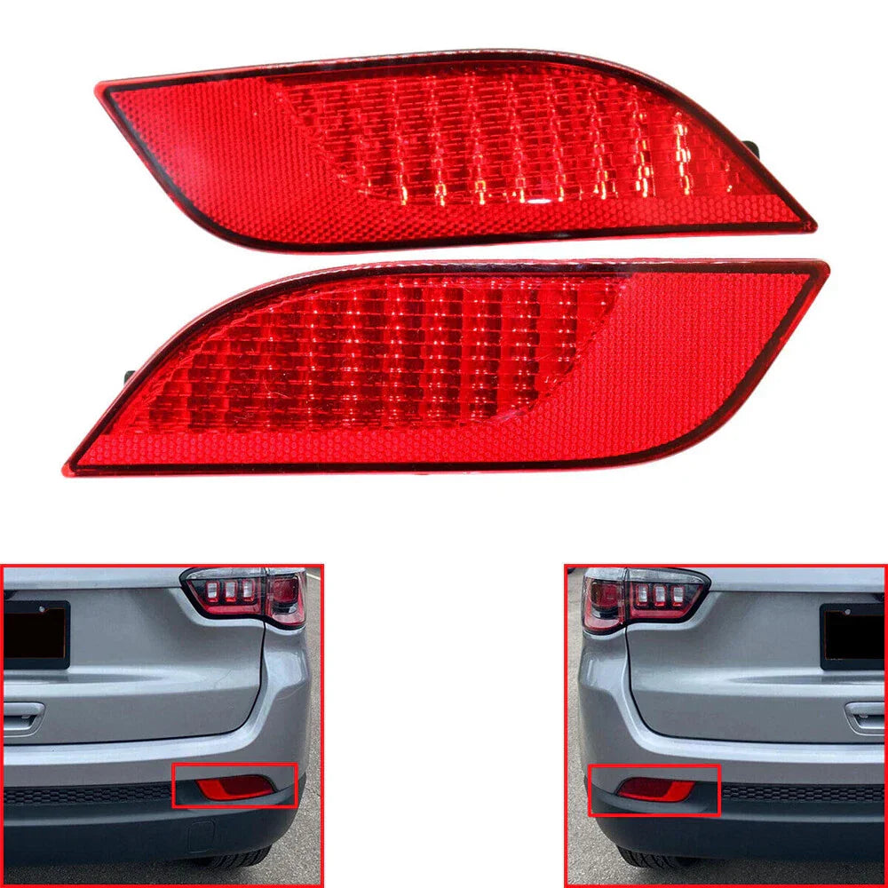 Red Rear Bumper Reflectors  for Jeep Compass (2017-2021)