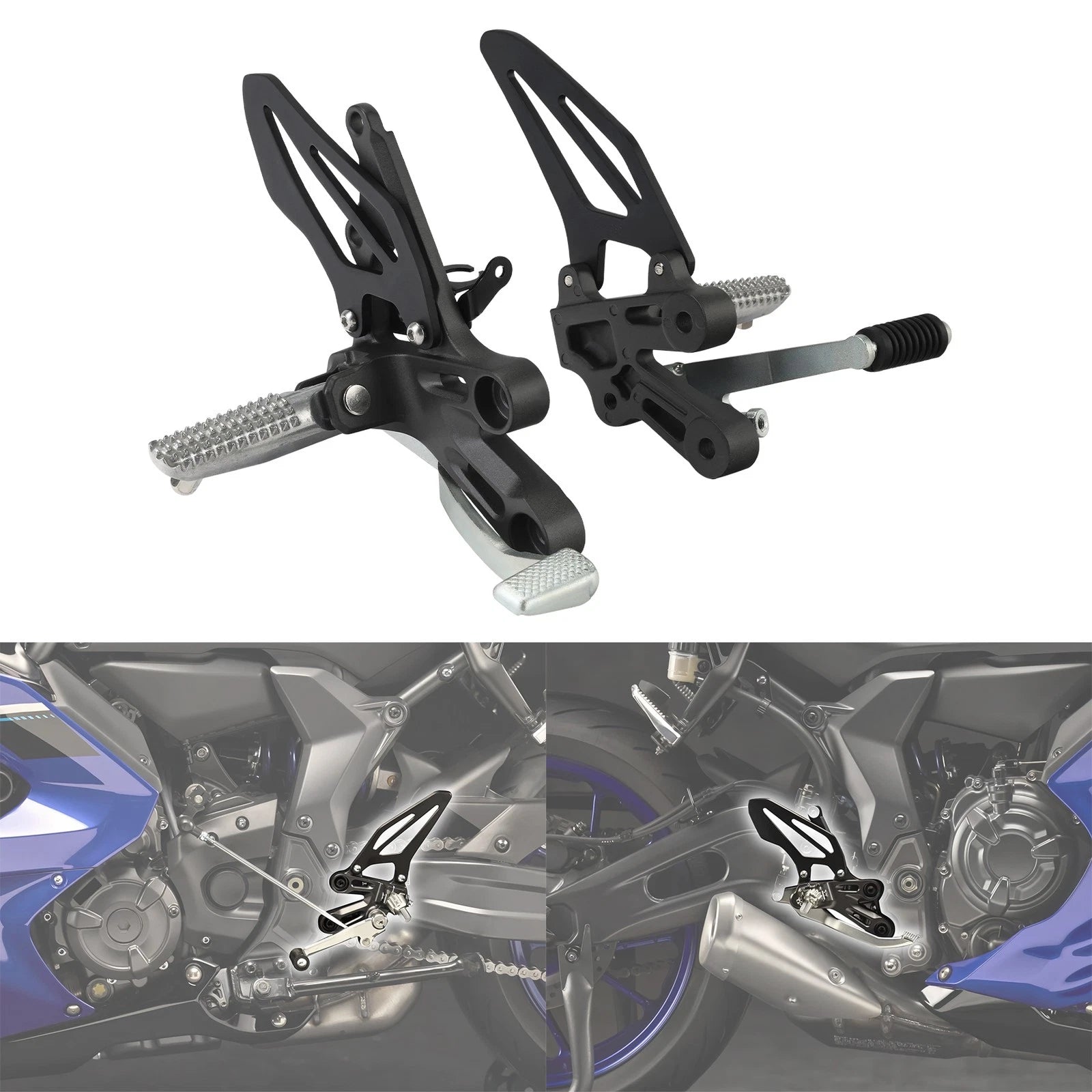 Set of 2 Front Foot Pegs Footrest Pedals Bracket for Yamaha YZF-R7 (2022–2024)