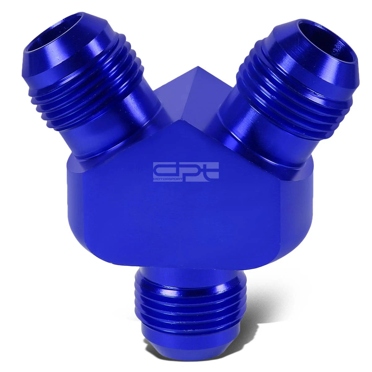 2X 12-AN Male Flare Y-Block Splitter Adapter - 10-AN Blue Anodize Fitting