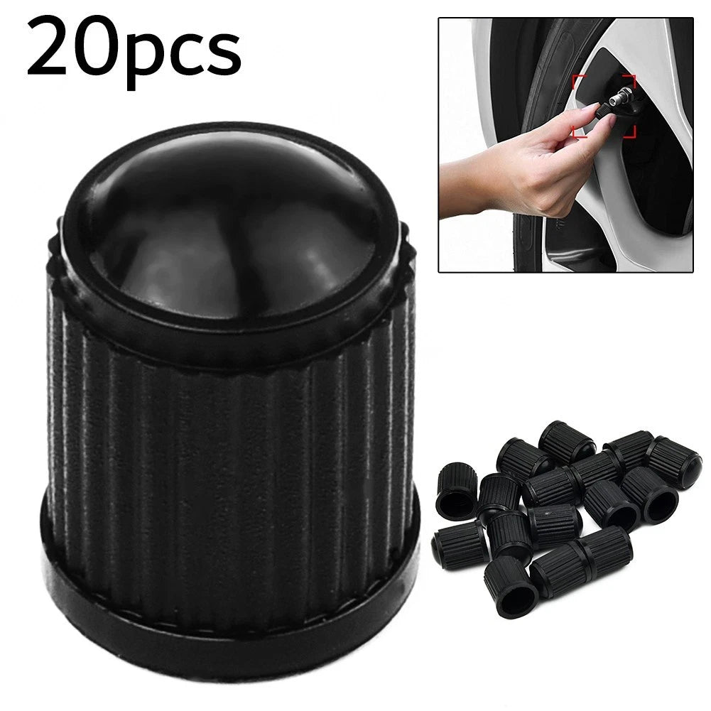 20PCS Black Plastic Air Valve Tyre Wheel Cap Dust Valves for Car Bike Motorcycle