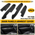 Set of 4 Black Leather Interior Door Armrest Panels for Nissan Rogue (2014–2020)