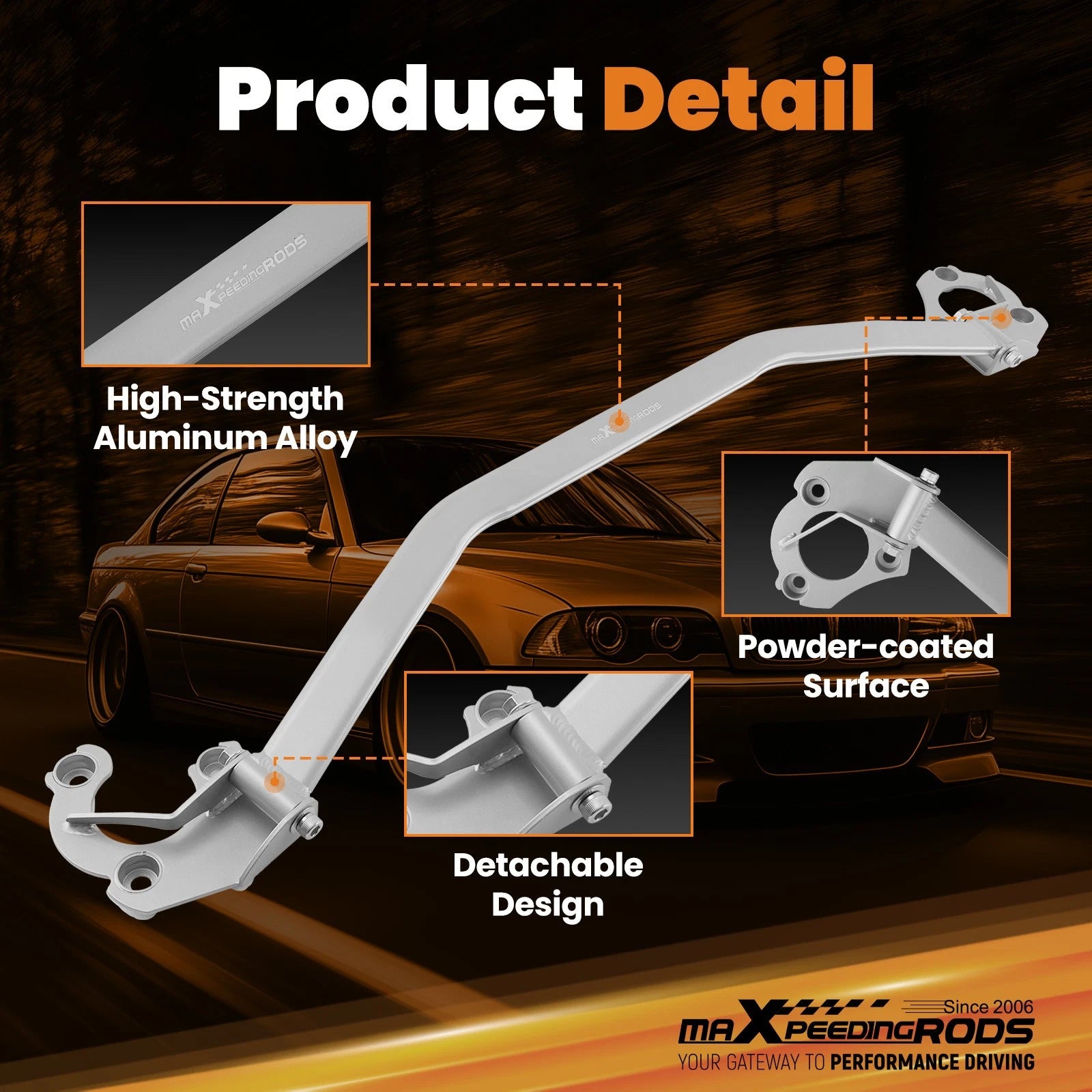 Set of 2 Front Upper Strut Bar Tower Brace for BMW 3 Series E36 (1992–1998)