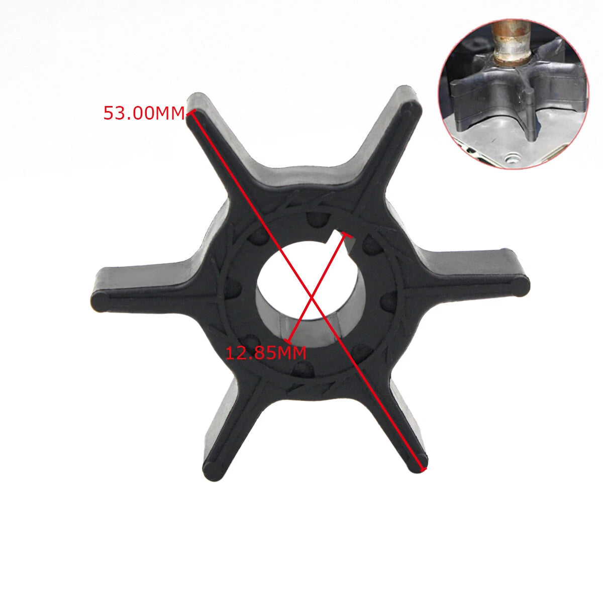 Water Pump Impeller for Yamaha 9.9 15 HP Outboard (2-Stroke) (63V-44352-01)