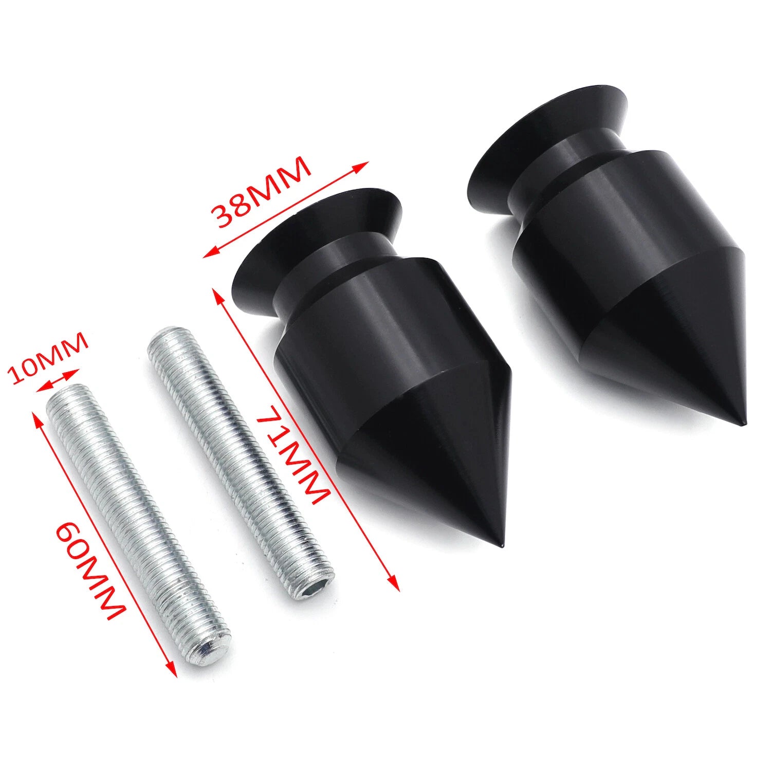 Black Spike Swingarm Spool 10mm for Kawasaki ER-6N (2009–2010) Ninja 250R (2008–2011)