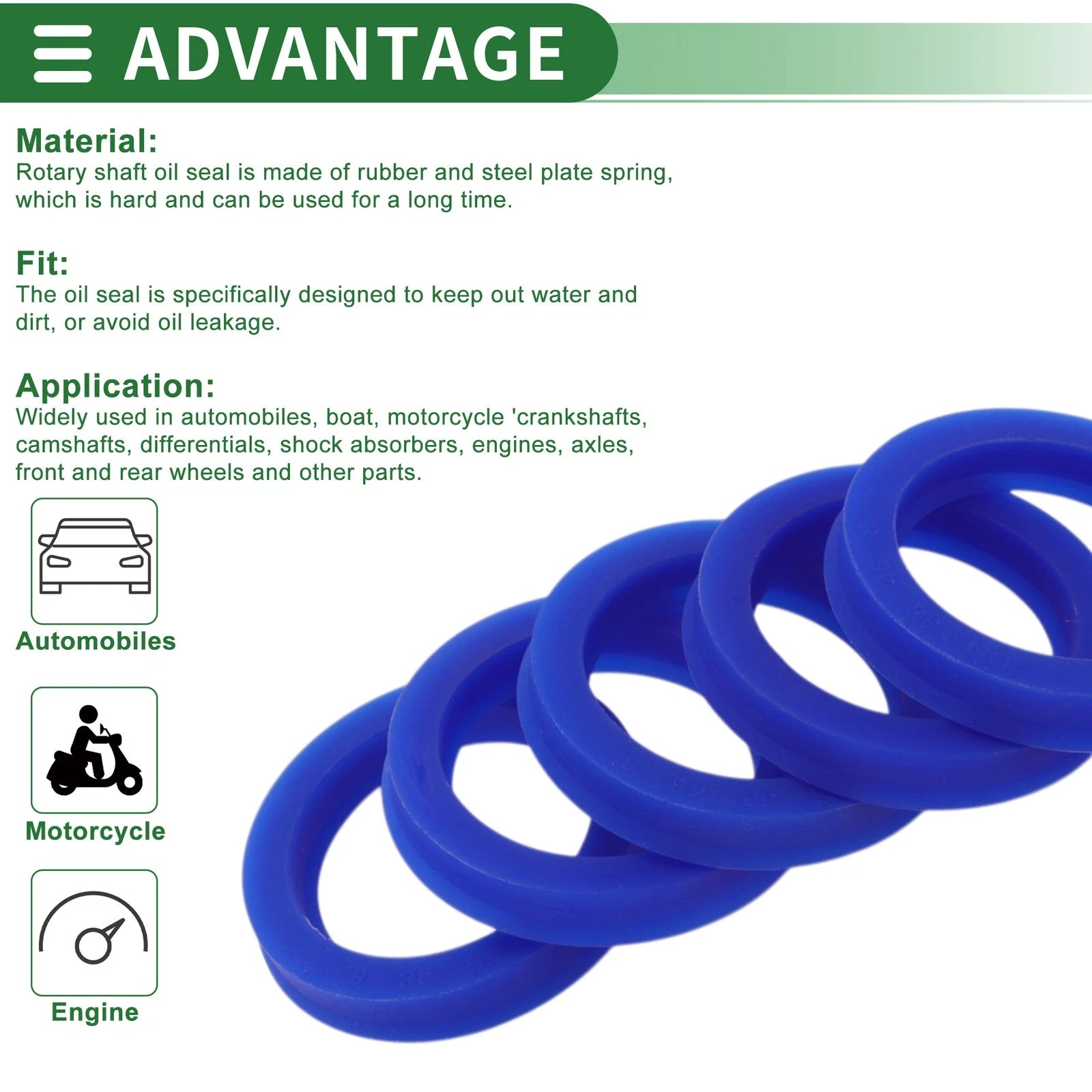 Set of 5 Oil Seal Ring 36x48x8mm for Rotary Shaft (High Pressure)
