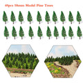 40pcs 2.28" Pine Trees for Train Railroad Park Landscape Garden