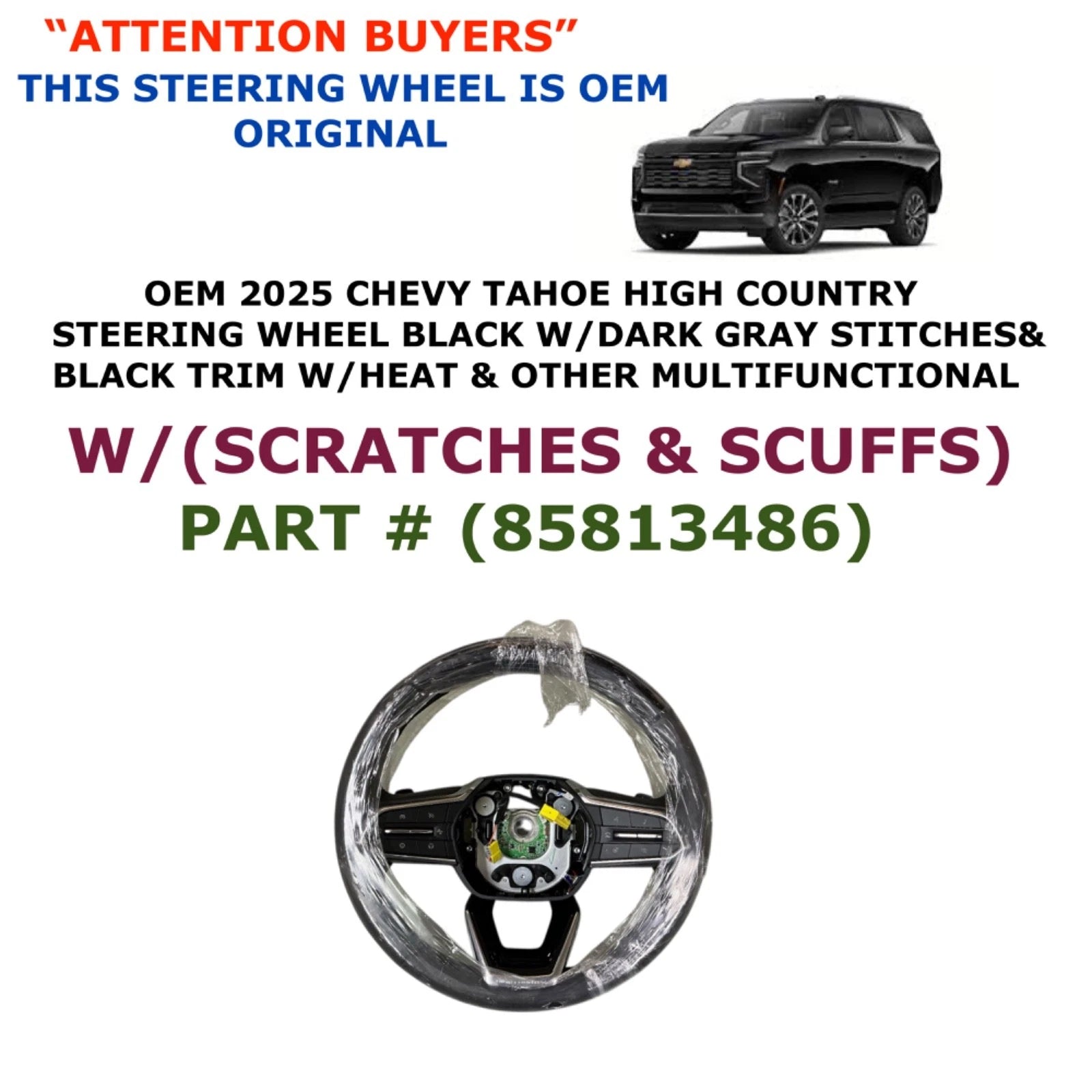 Steering Wheel with Heat for Chevy Tahoe High Country (2025) 85813486