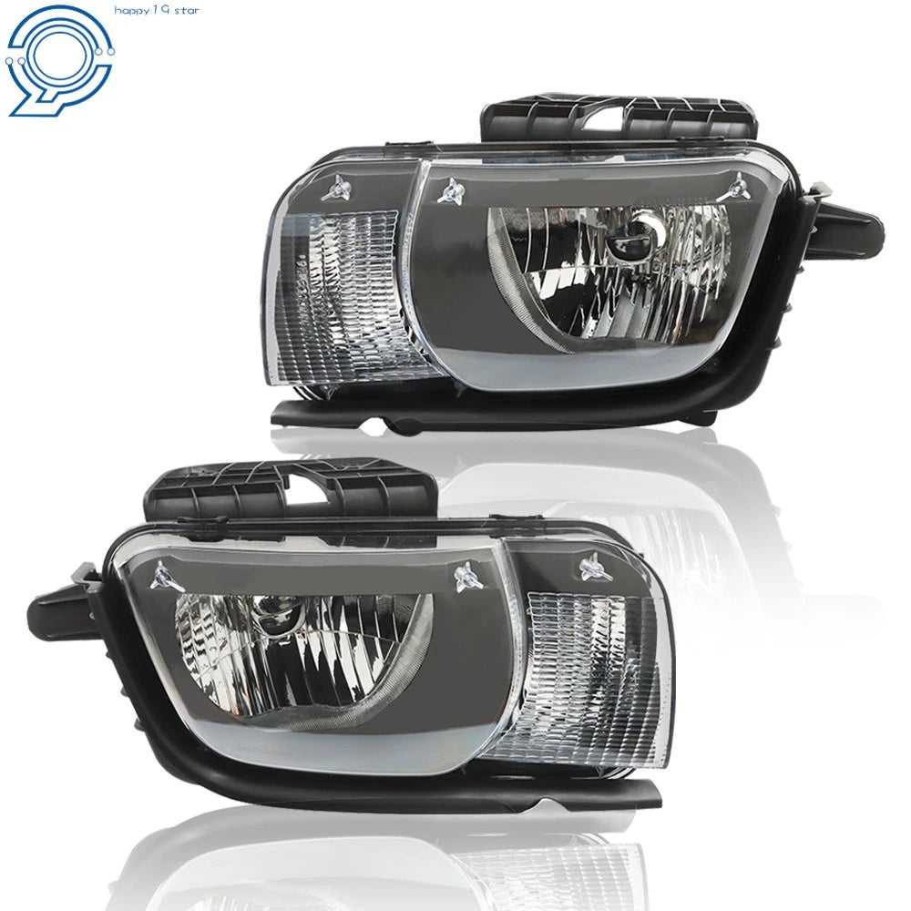 Set of 2 Halogen Headlights for Chevrolet Camaro (2010–2013) Black Housing