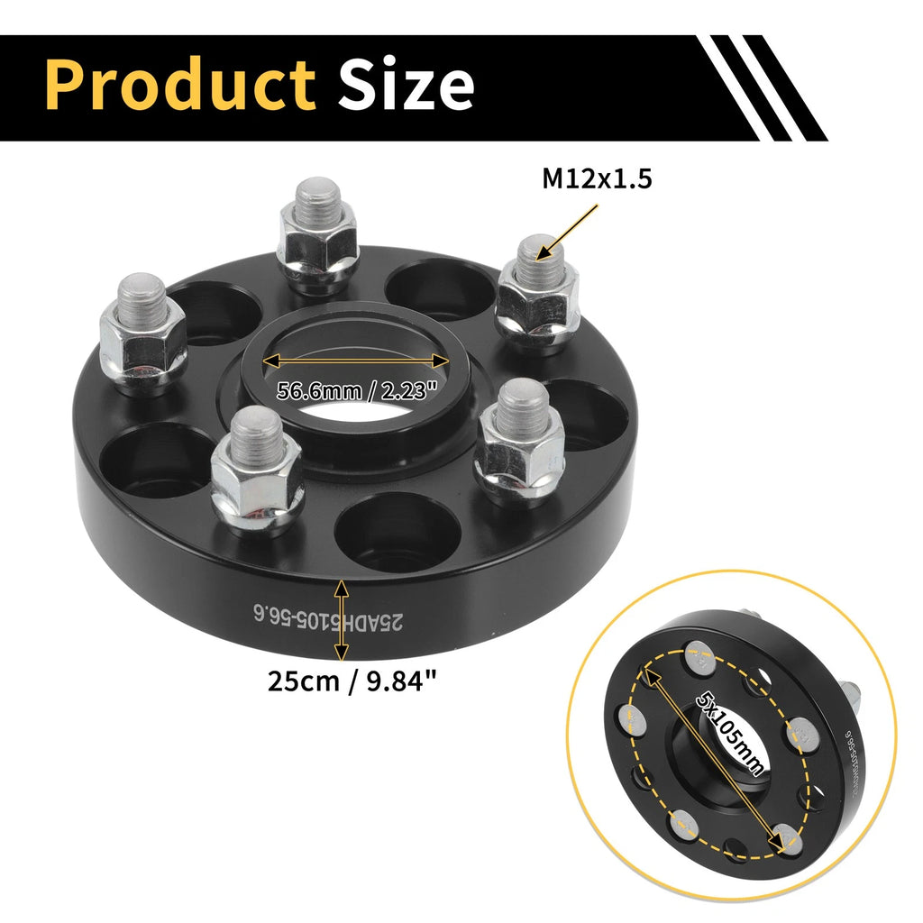 2X 5x105mm Wheel Spacers 56.6mm M12x1.5 for Chevrolet Trax (2013–2020)