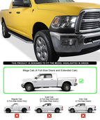 Set of 2 Polished 6" Side Steps for Dodge Ram 2500 3500 Mega Cab (2010-2026)