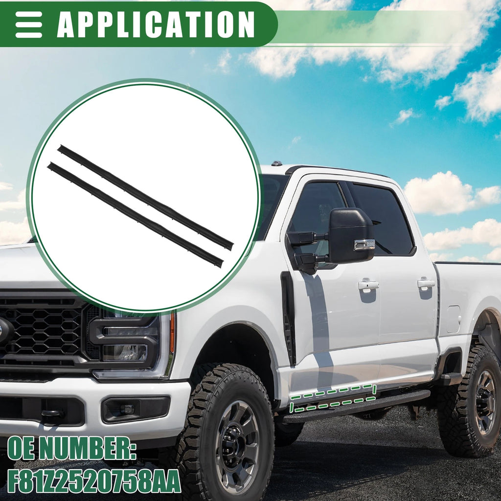 1 Pair Window Weatherstrip for Ford F-250 (1997–2007) No.F81Z2520758AA Black Rubber