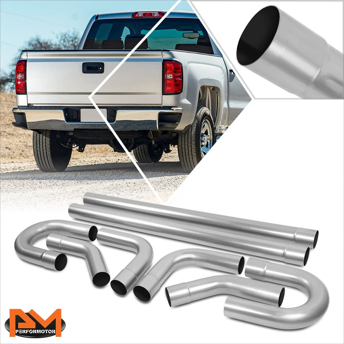 Set of 8 Exhaust Piping Kit 3.0" OD for DIY (Straight, 45, 90 Degree, U-Bend)