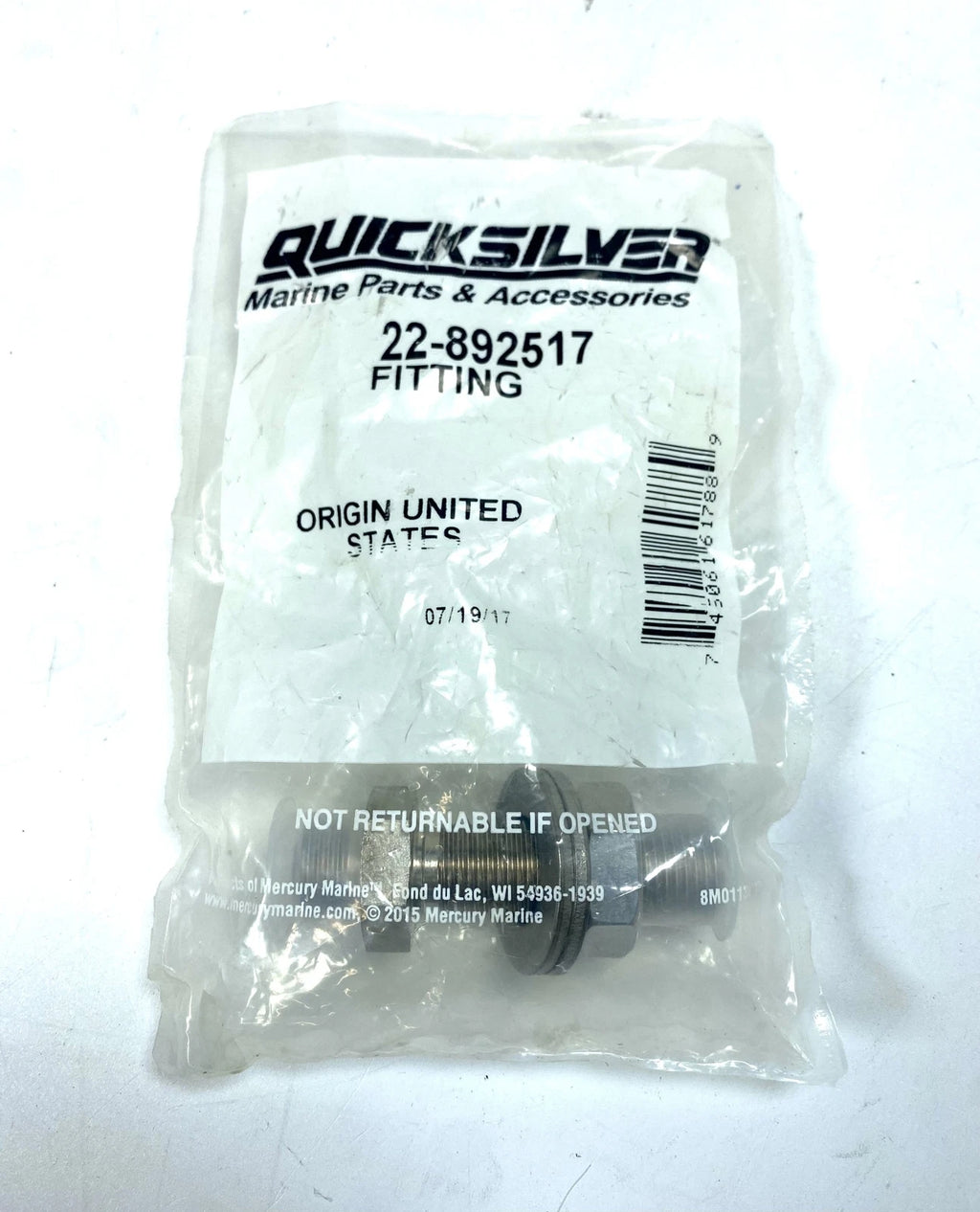 Quicksilver Bulk Head Fitting for OEM (22-892517)