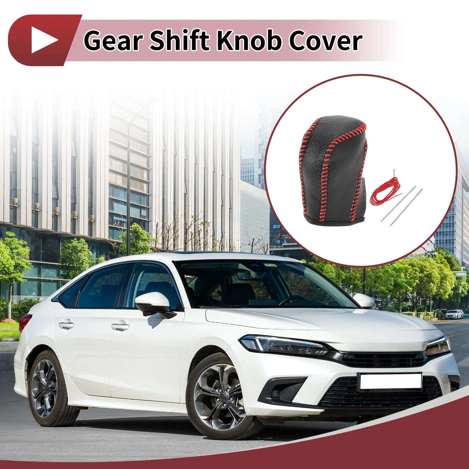 1 Pc Gear Shift Knob Cover for Honda Inspire (2023) Red Faux Leather