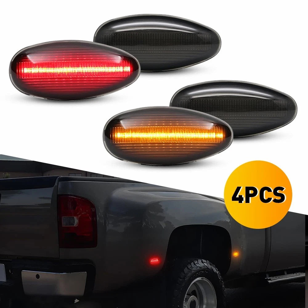 Set of 4 Smoked LED Side Marker Lights for Chevy Silverado (2001–2014)
