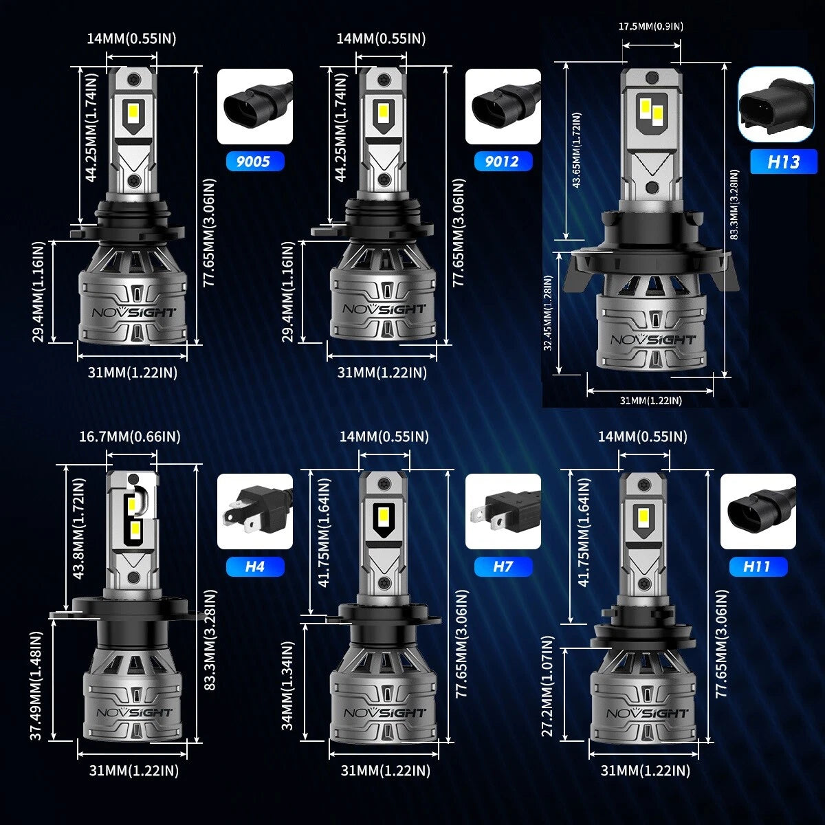 Set of 6 LED Headlight Conversion Bulbs for H4 H7 H11 H13 9012 9006 9005
