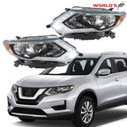 Set of 2 Projector Chrome Headlights for Nissan Rogue (2017–2019)