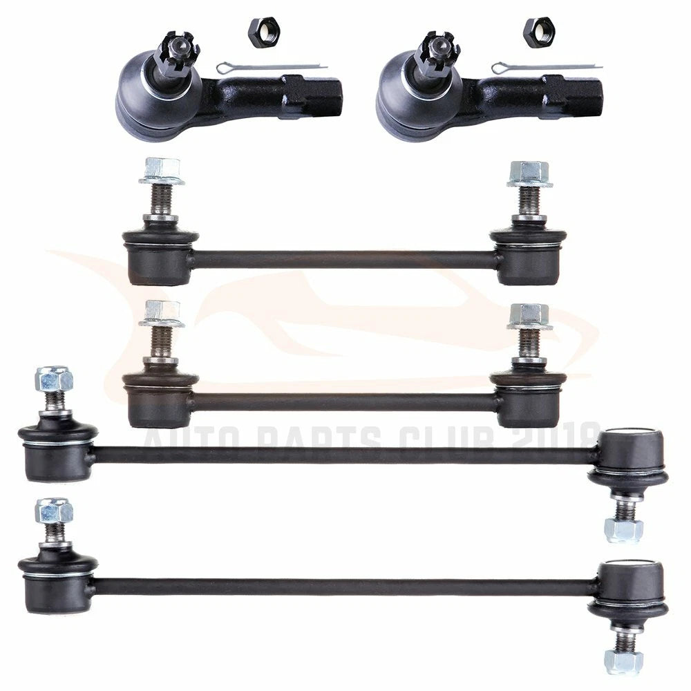 Set of 6 Sway Bar Links & Tie Rod Ends for Mazda Protege (2001–2003)