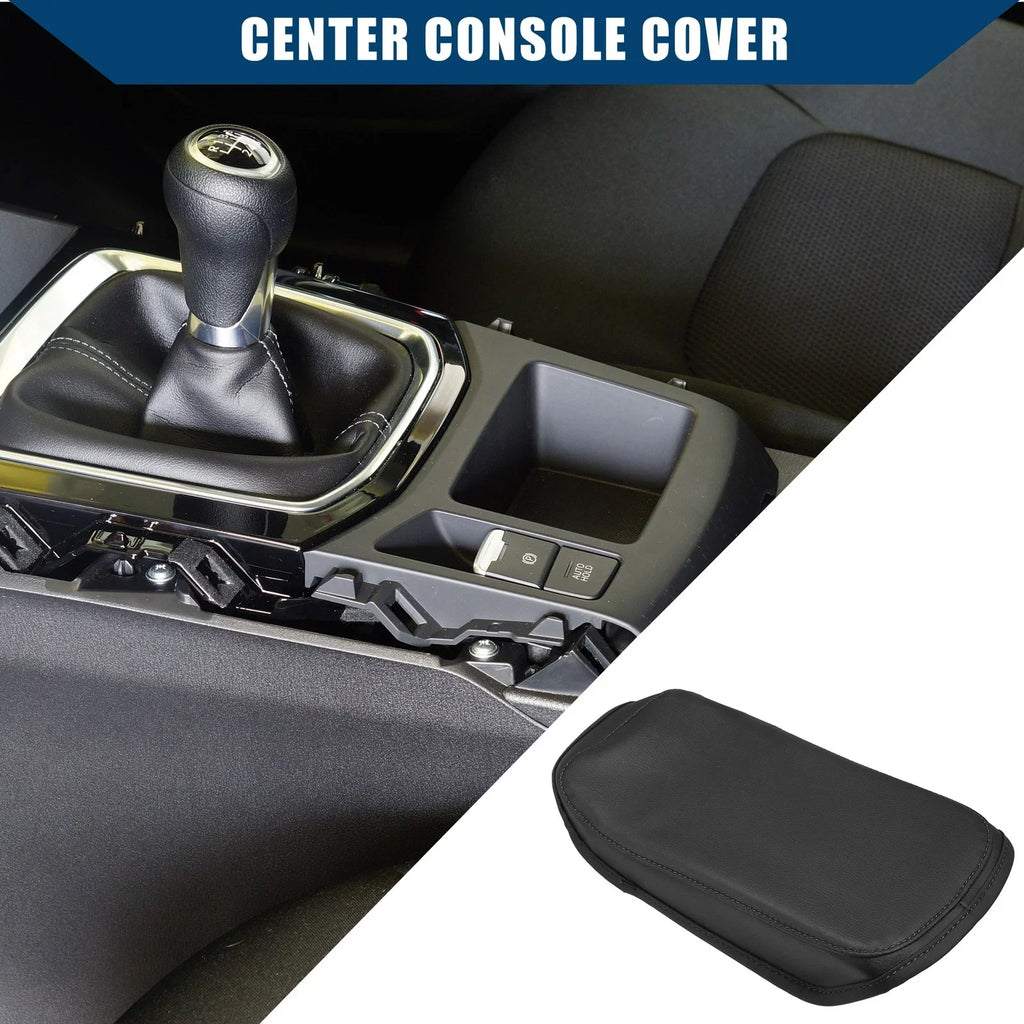 Auto Center Console Armrest Cover for Hyundai Kona 2018-2023 Faux Leather Black