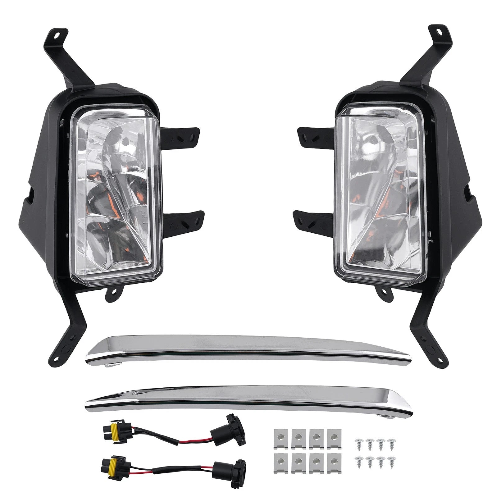 Fog Lights Lamps w/Chrome Trim + Bulbs for Chevy Suburban/Tahoe (2015–2020)