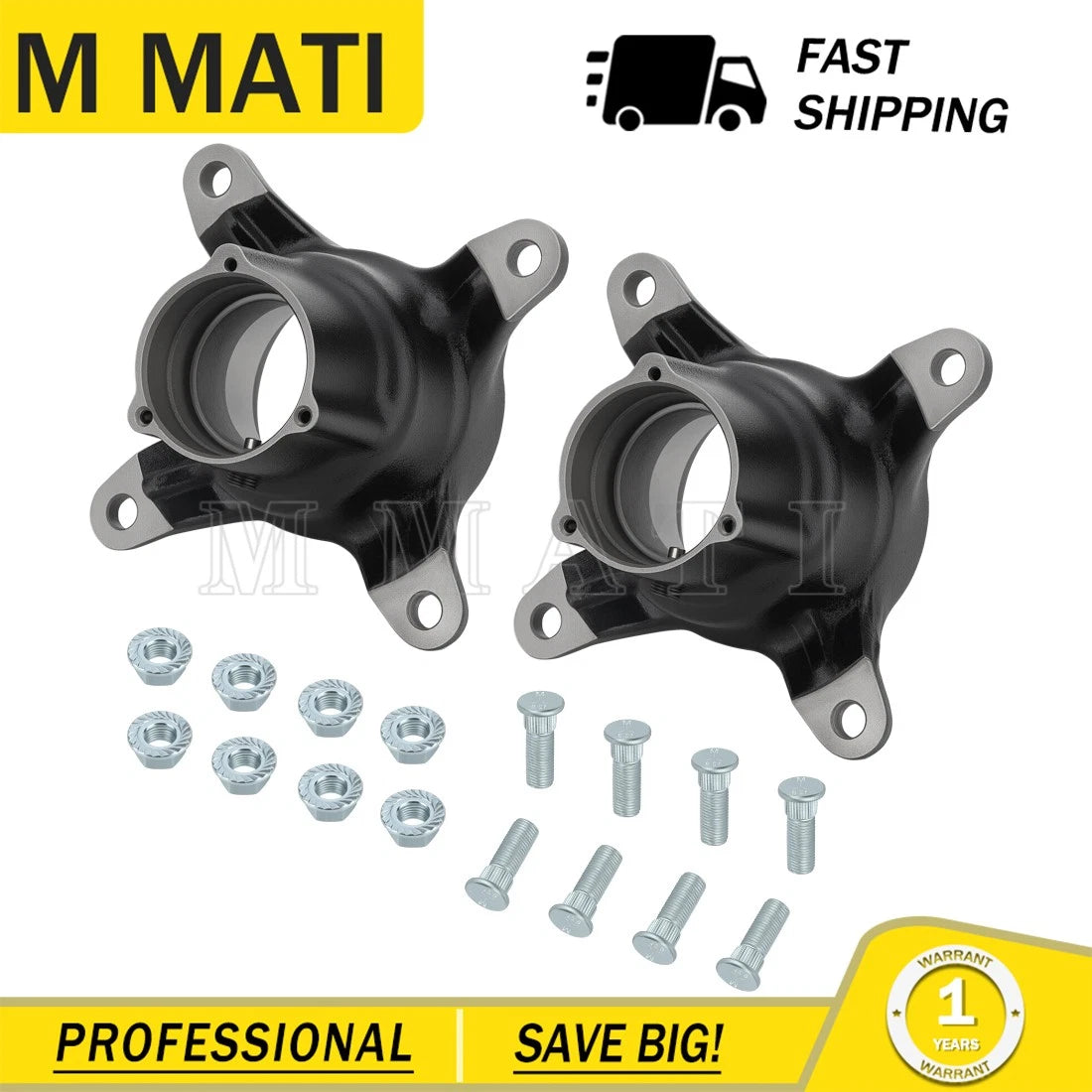 2 Front Wheel Hubs w/Bolts for Polaris Xpedition 325 425 Worker 335 500 (1999–2002)