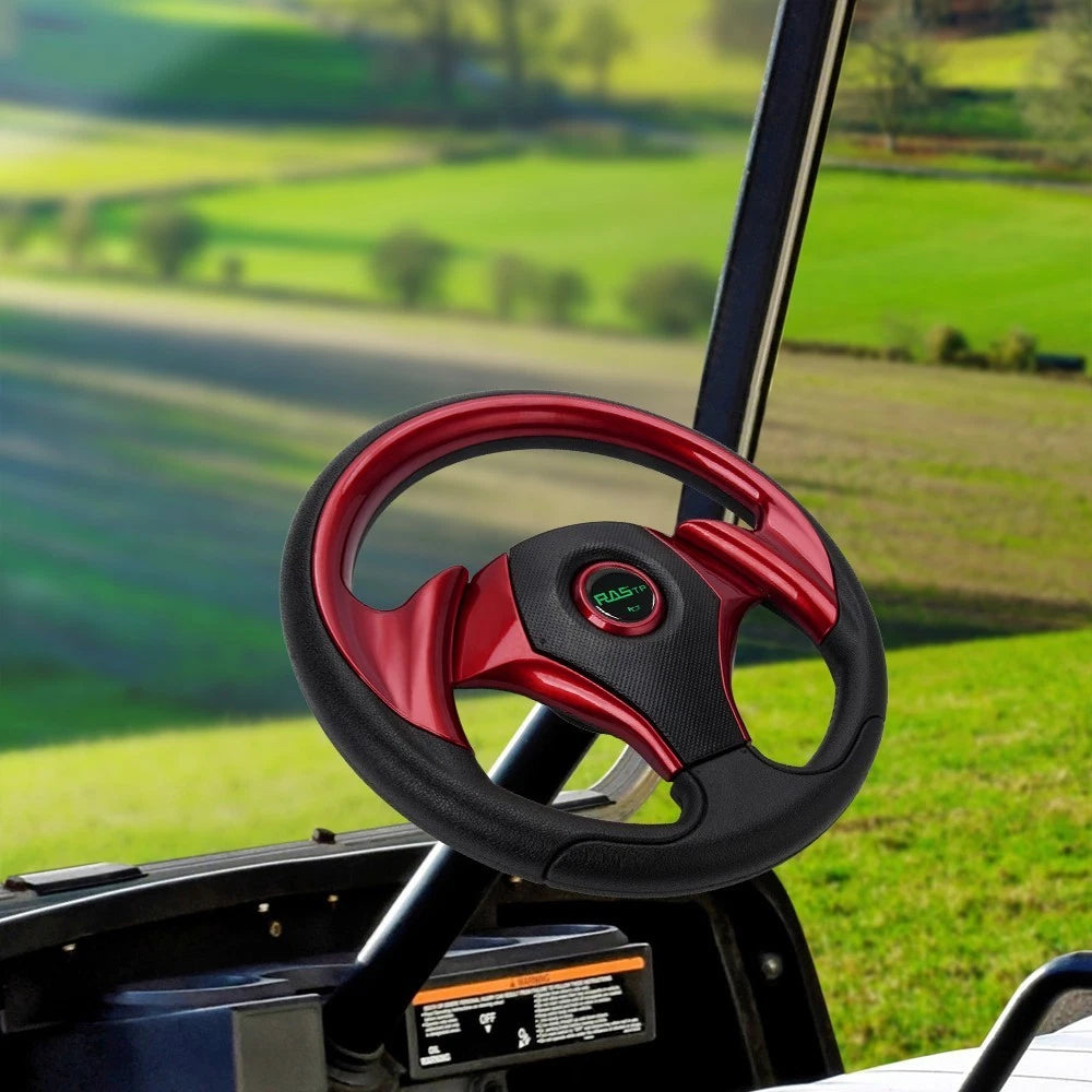 12.5" Red Steering Wheel for EZGO TXT RXV Yamaha Club Car 6 Hole
