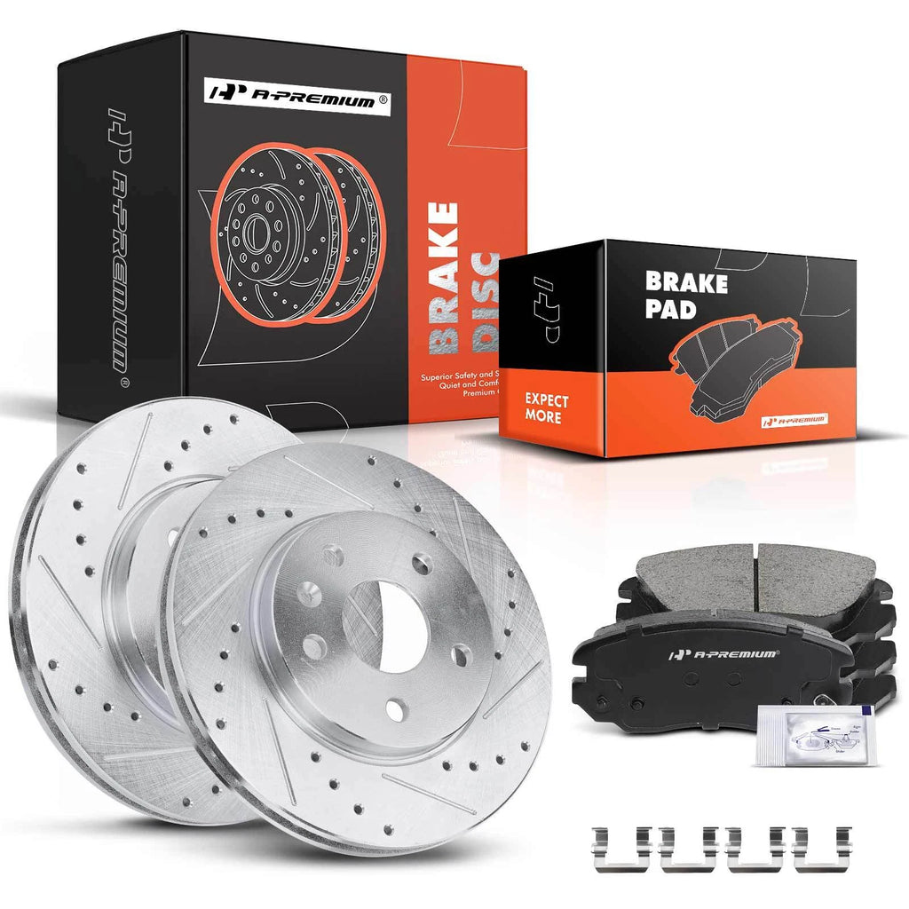 Front Drilled Rotors & Ceramic Brake Pads for Chevrolet Malibu (2016–2023)