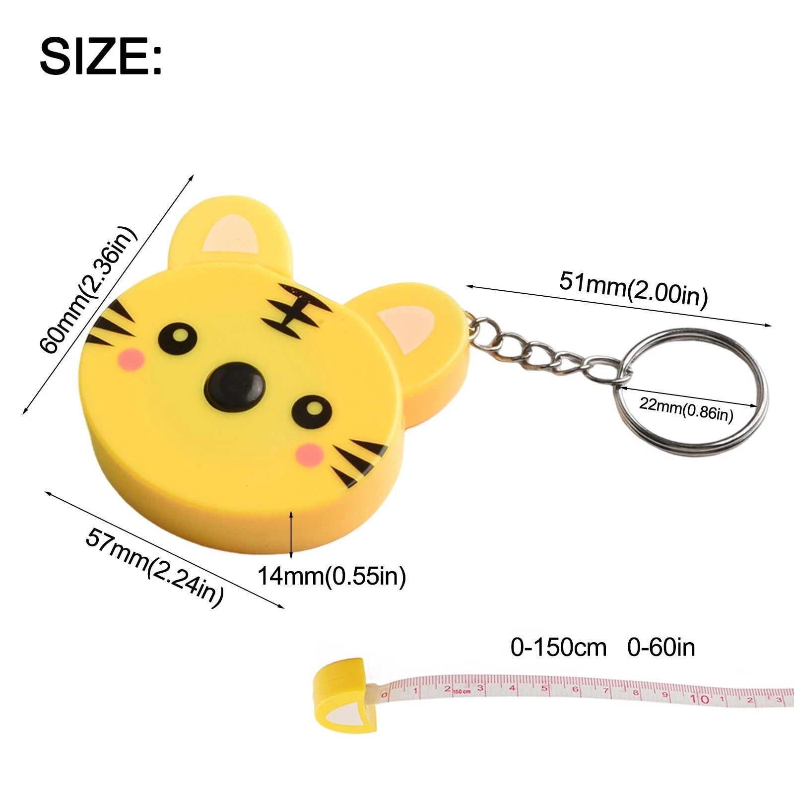 Set of 4 Portable Cartoon Measuring Tapes with Automatic Retraction