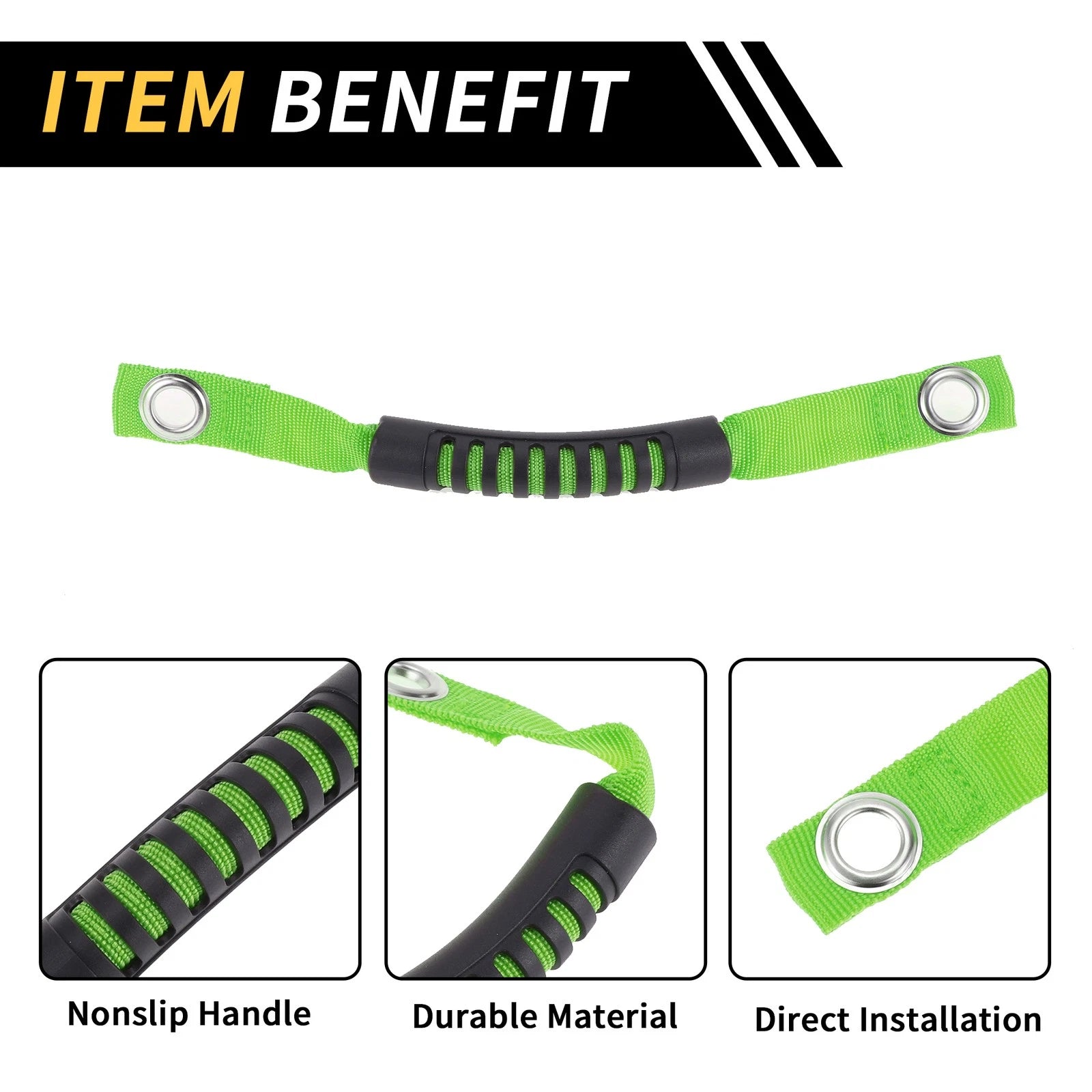 2X Roll Bar Grab Handles for Jeep Wrangler (2007–2023) - Green