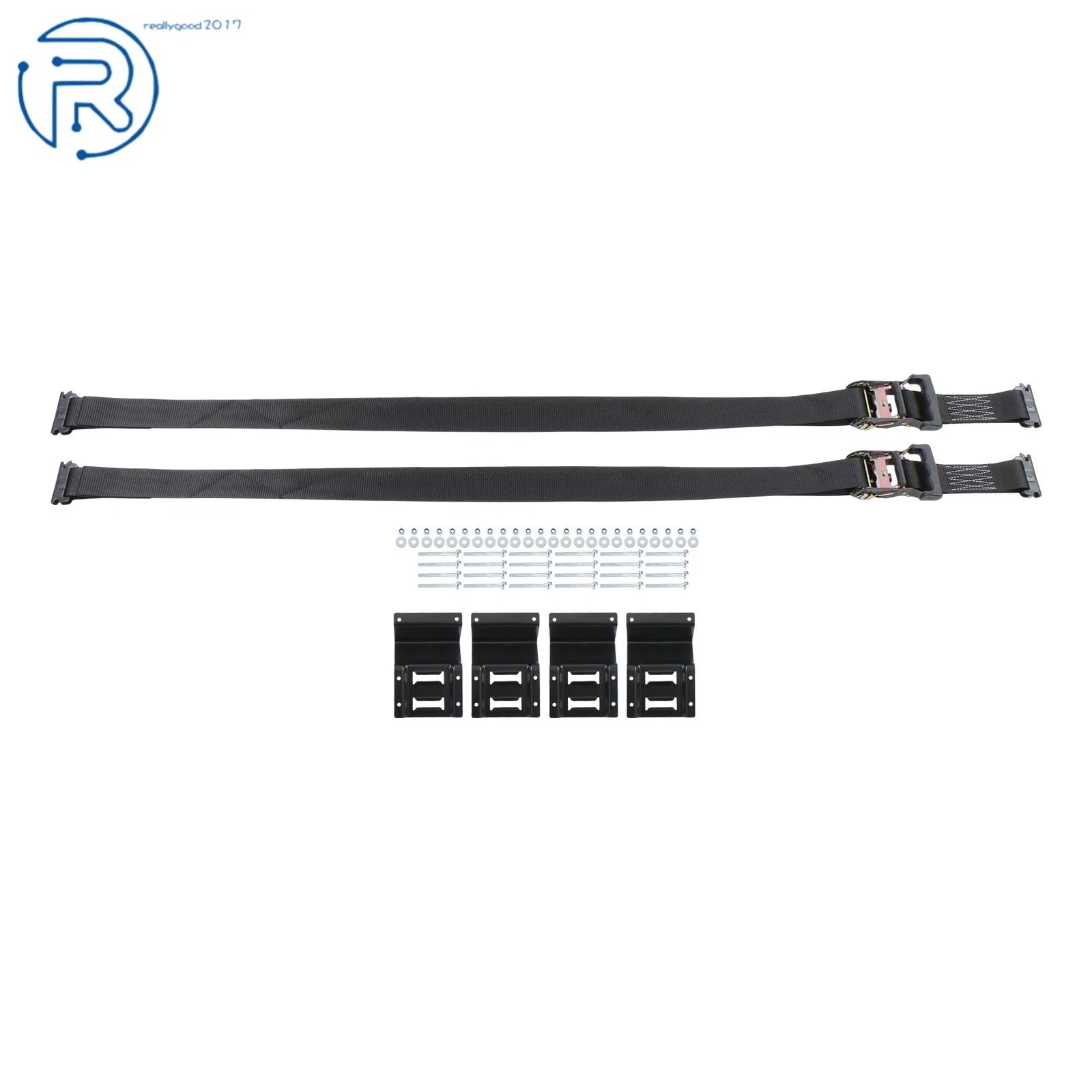 Set of 4 E-Track Wheel Chock Tie Down Ratchet Straps for UTV ATV