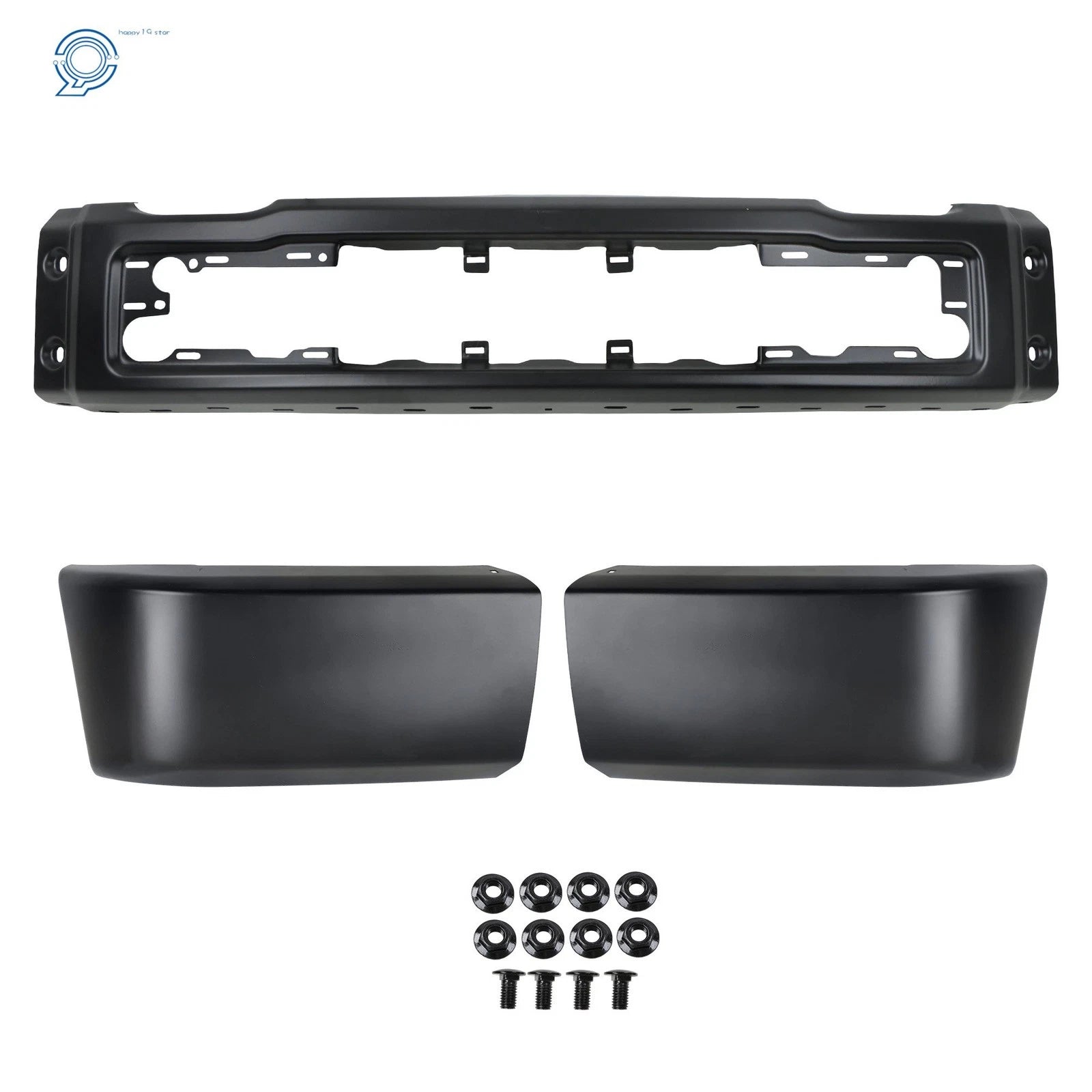Front Bumper for Ford F150 (2015–2017) Black Split-Type Steel W/o Fog Lamps