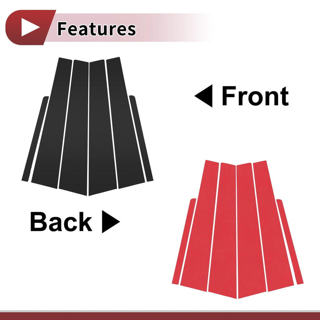 Set of 6 Door Pillar Window Trim for KIA Rio (2006–2011) Black