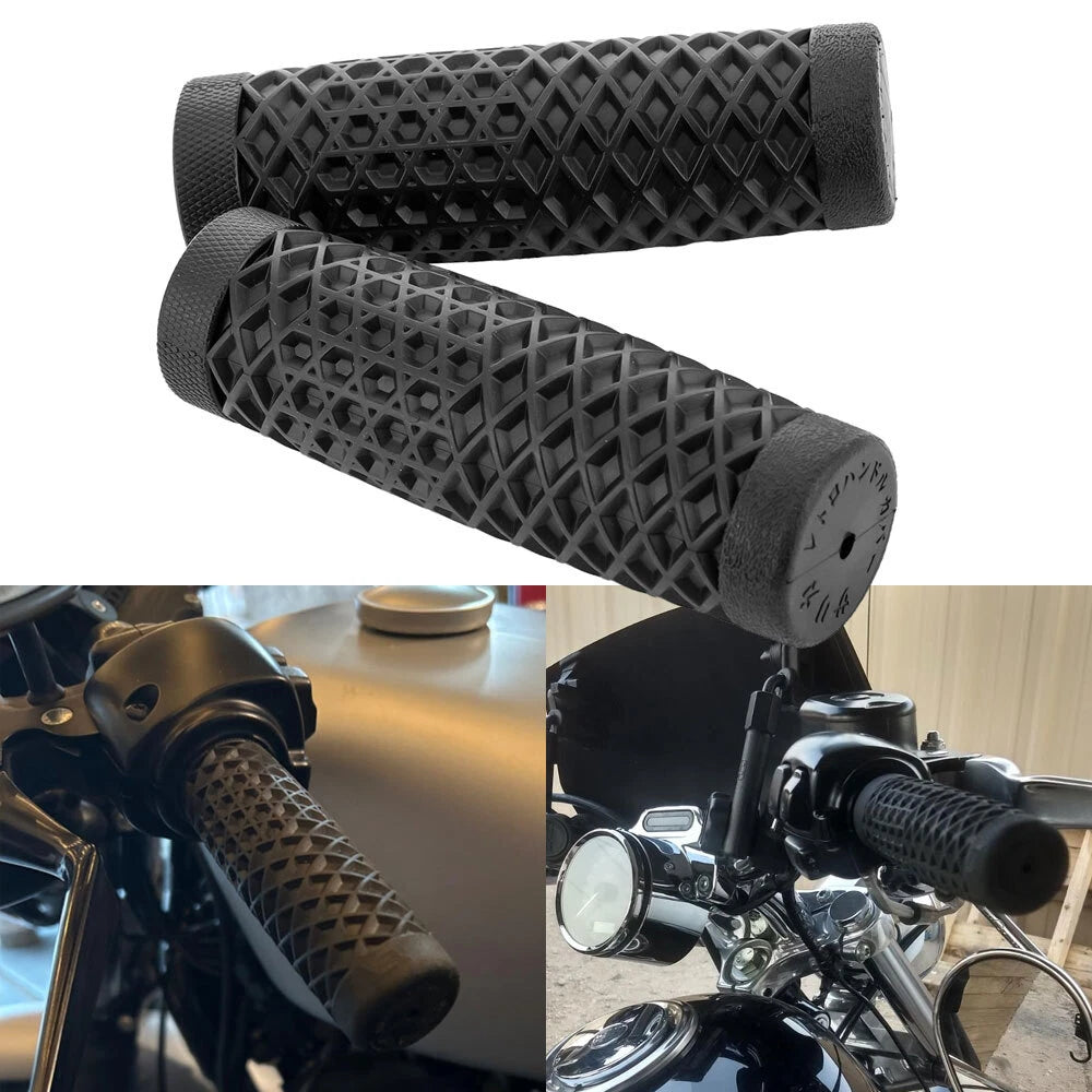 Pair of 1" Rubber Hand Grips for Harley XL, Honda, Yamaha (Fits )