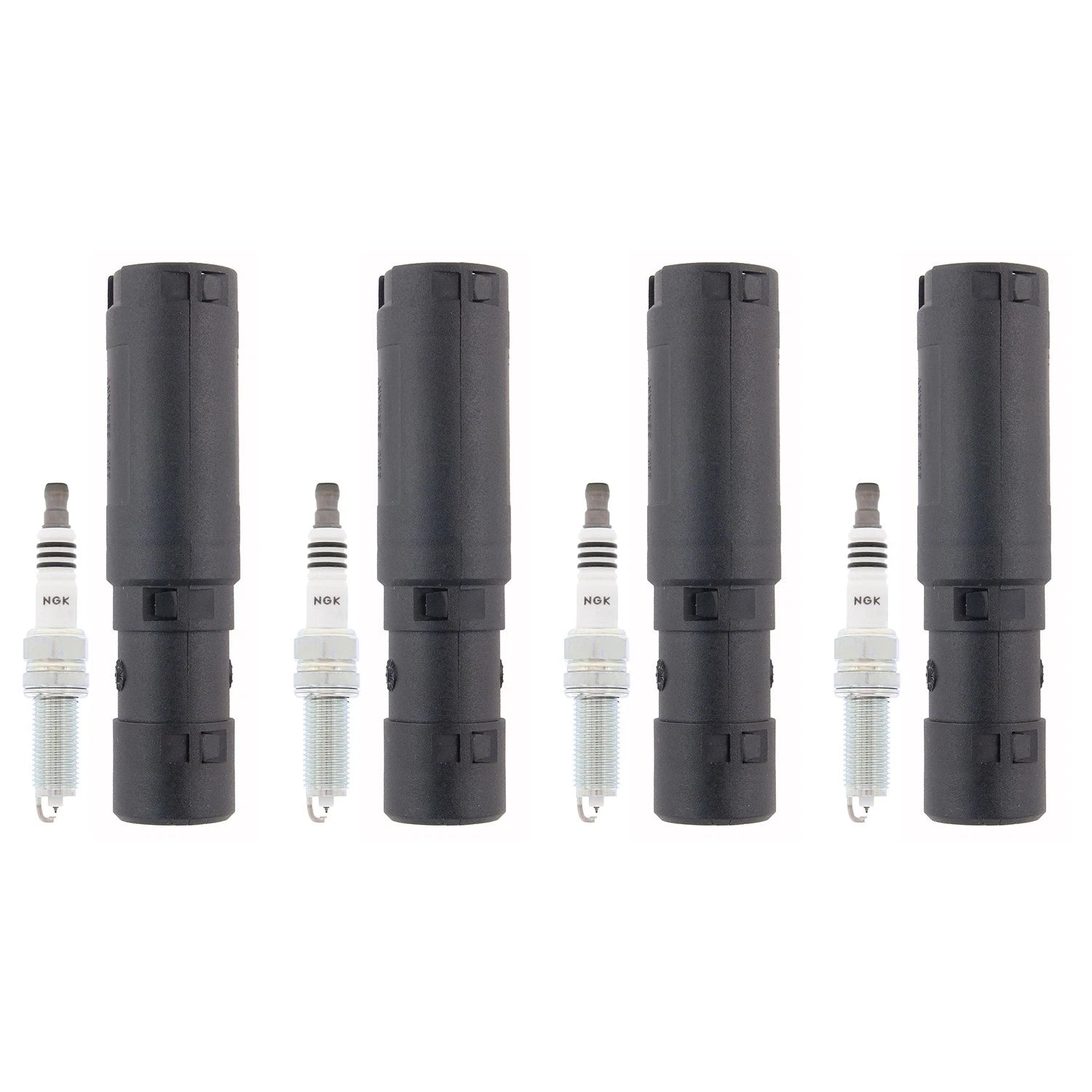 Set of 4 NGK Ruthenium HX Spark Plugs & Coil Boots for Benz C250 W204 (2011–2015)