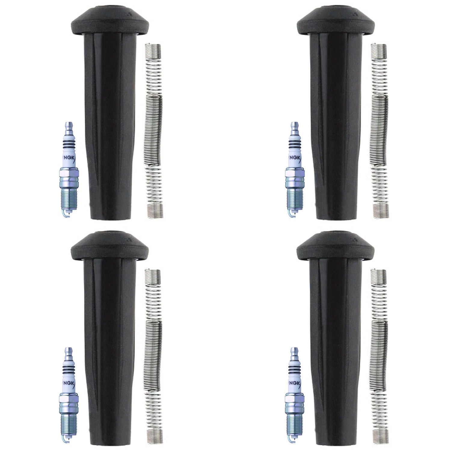 Set of 4 NGK Iridium IX Spark Plugs & Denso Coil Boots for Ford Focus Mazda 3 (L4)