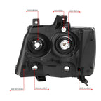 Right Black Housing Headlight Lamp for Chevy Avalanche Suburban Tahoe (2007–2014)