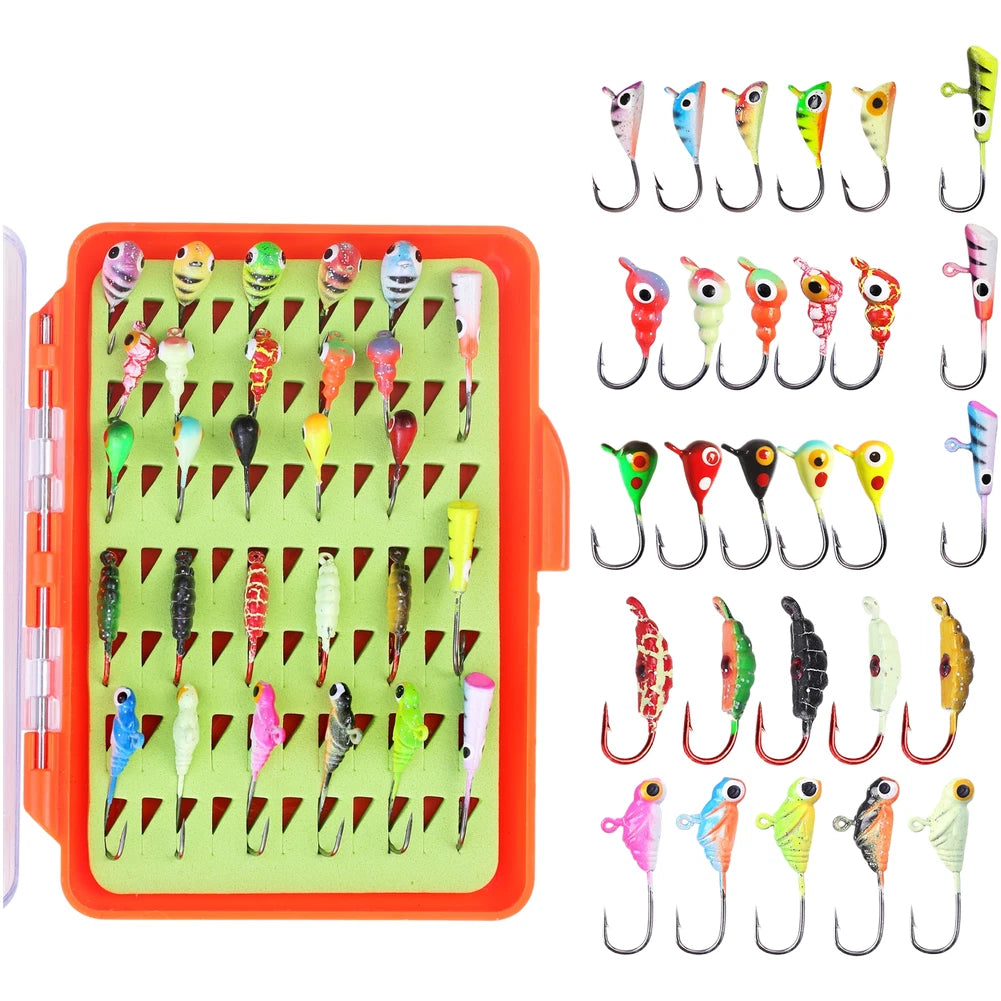 28PCS Weighted Head Jig Hooks for Bass Pike Saltwater Fishing