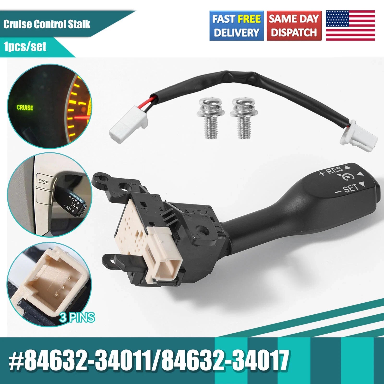 Cruise Control Switch 84632-34011 for Toyota Camry Corolla Tundra 4Runner Lexus