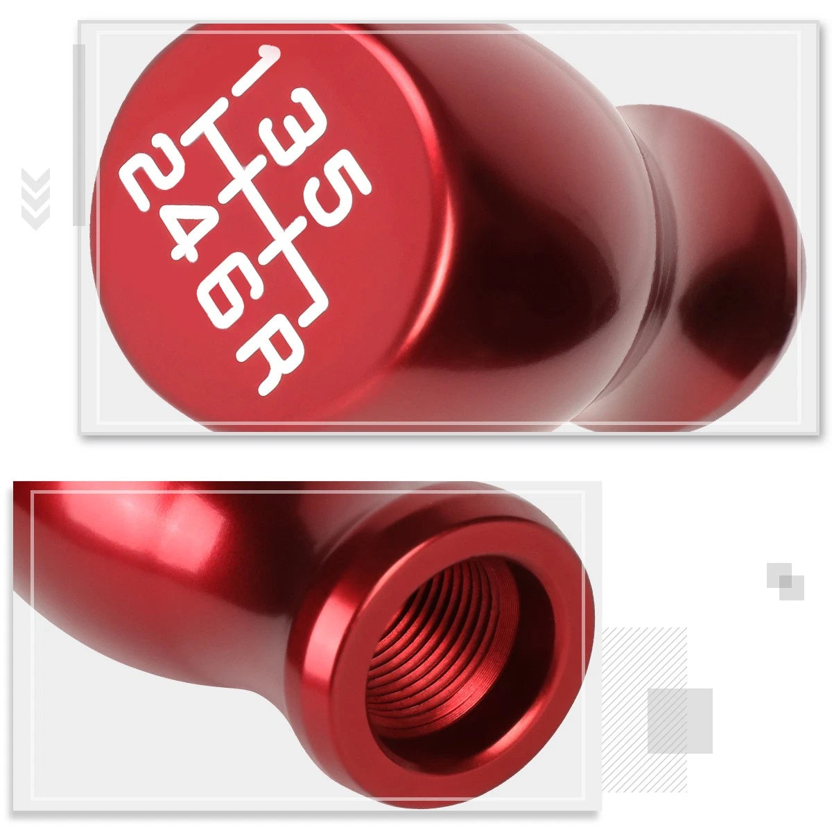 J2 Flat Top Teardrop Aluminum Shift Knob for Universal Vehicles (6-Speed)