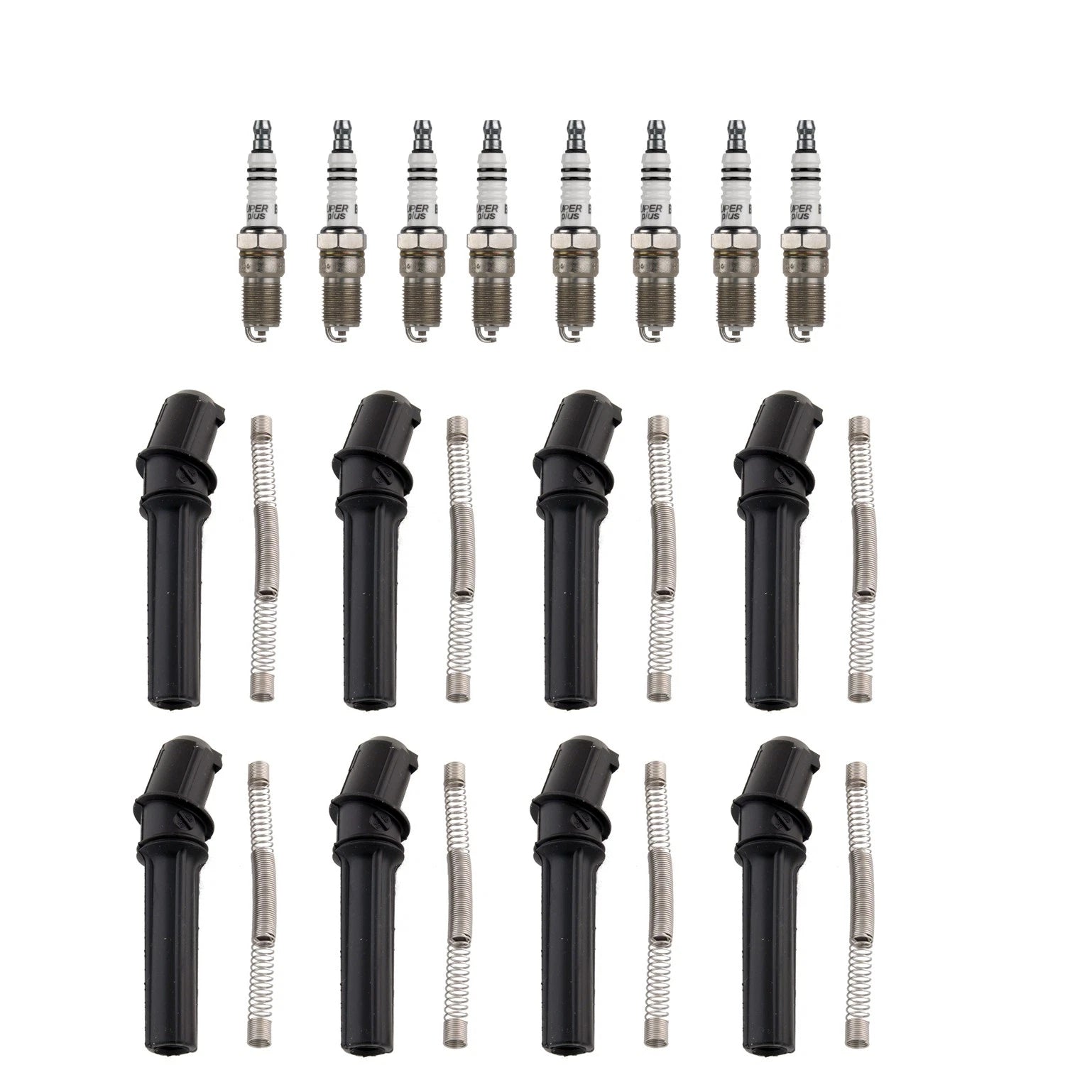 Set of 8 Bosch Nickel Spark Plugs & NGK Coil Boots for Grand Marquis F-150 4.6L V8