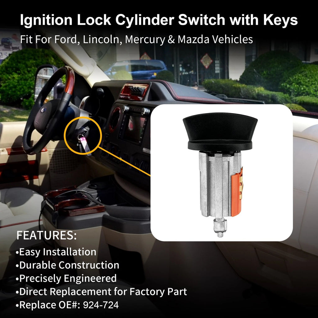 Ignition Switch Lock Cylinder w/ Keys for Ford F150 F250 F350 Ranger (924-724)