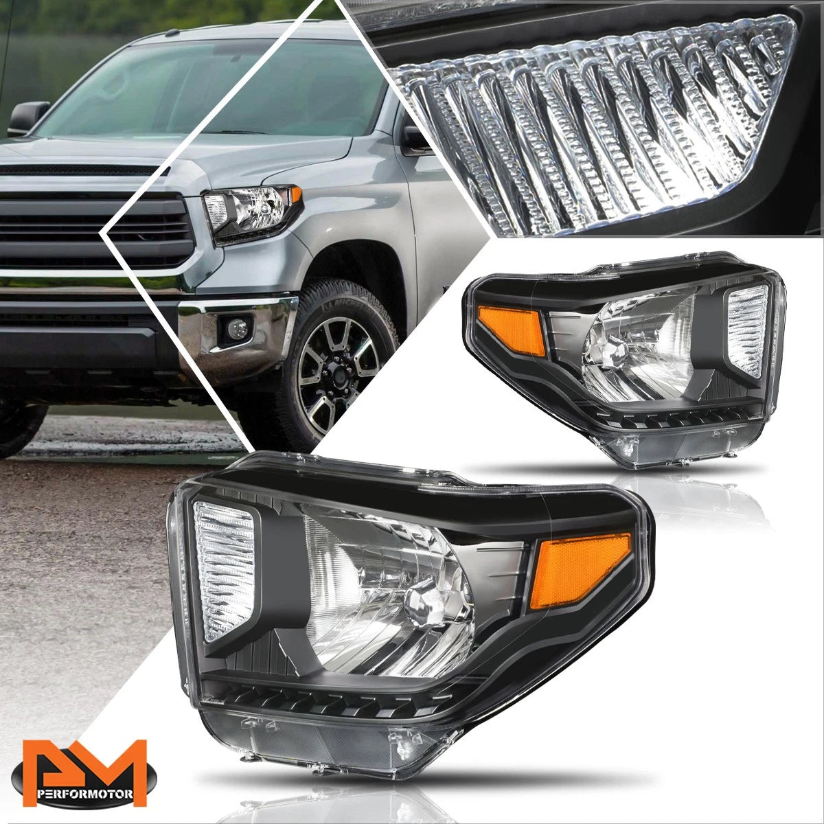Direct Replacement Headlight for Tundra (2014–2020) Black Housing Amber Corner