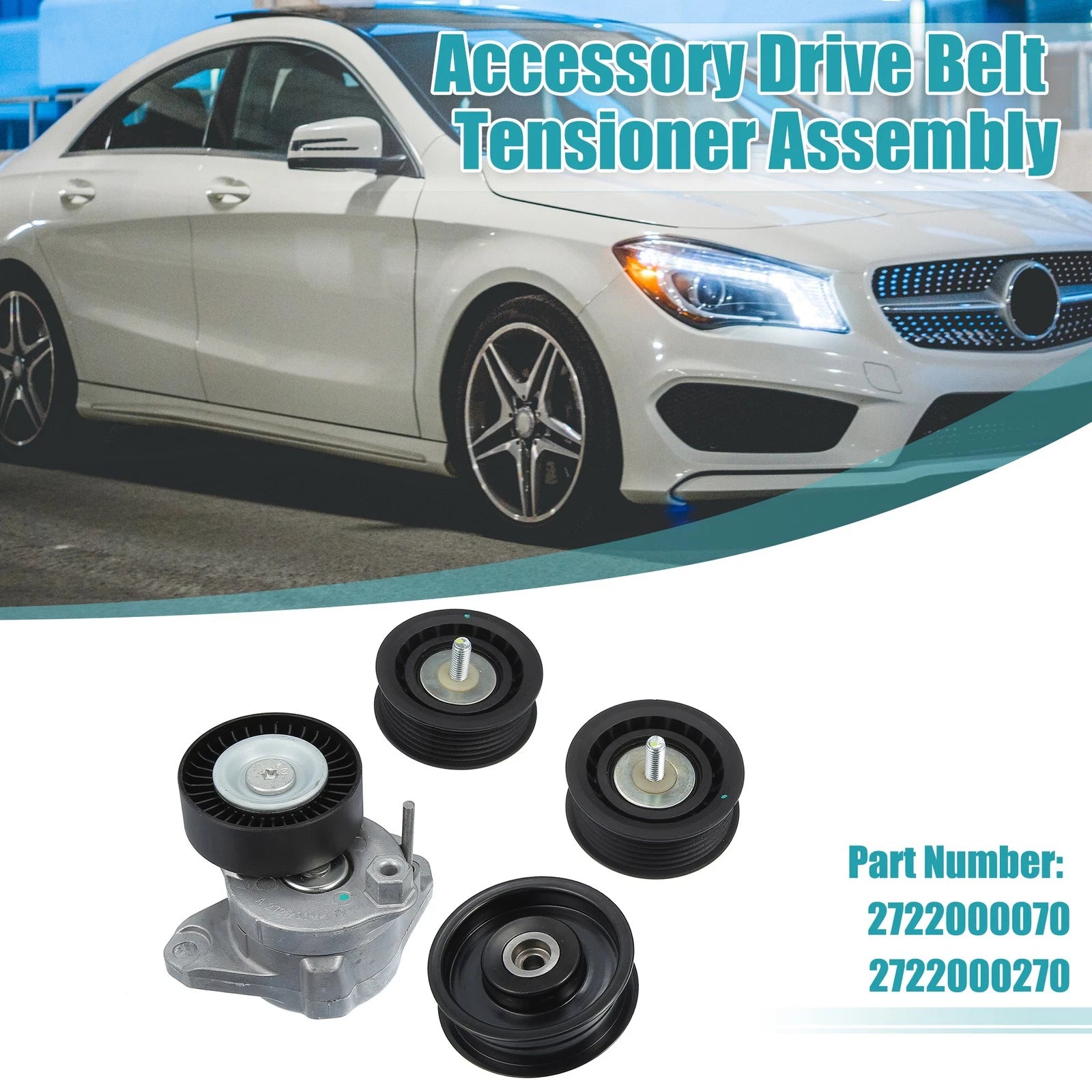 Accessory Drive Belt Tensioner Assy w/ 3 Pulley for Mercedes-Benz (NO.2722000070)
