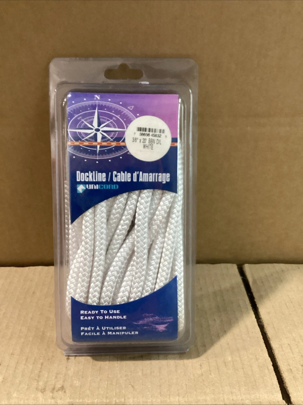 3/8" x 15' Braided Dock Line for Unicord (New Old Stock)
