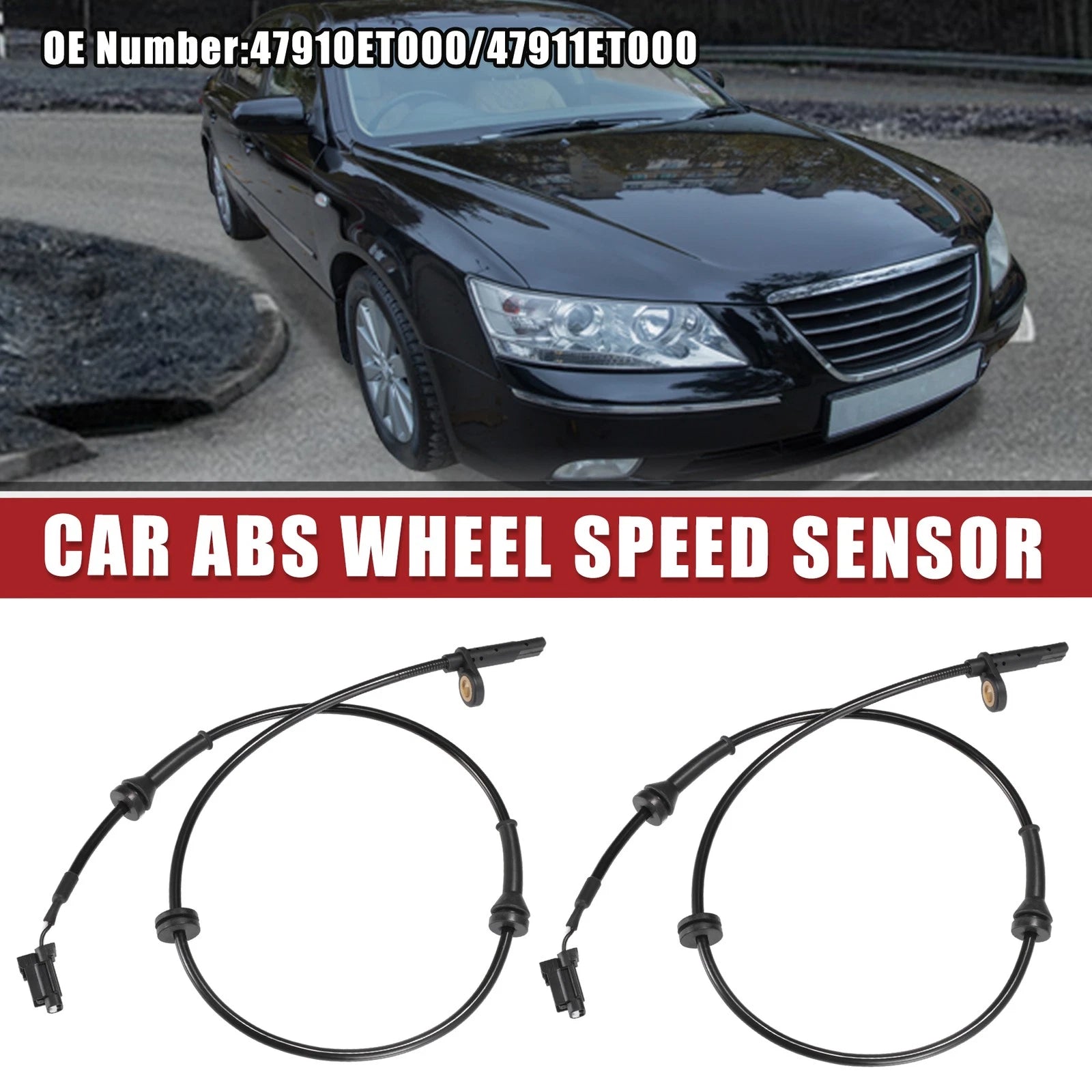 Set of 2 Front ABS Wheel Speed Sensors for Nissan (No. 47910ET000/47911ET000)